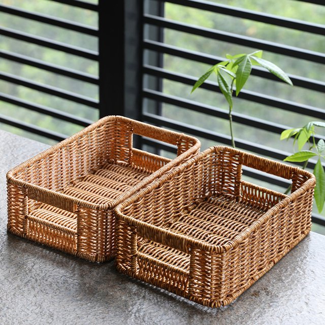 Woven Baskets for Storage Household Picnic Basket Storage Platters for Snacks Perfume Sundries Breakfast Drinks and Food
