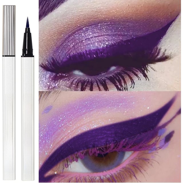 1PC New Purple Fine Liquid Eyeliner Long Lasting Eye Pen Waterproof Quick-drying Korean Makeup Products Beauty Matte Eye Pen