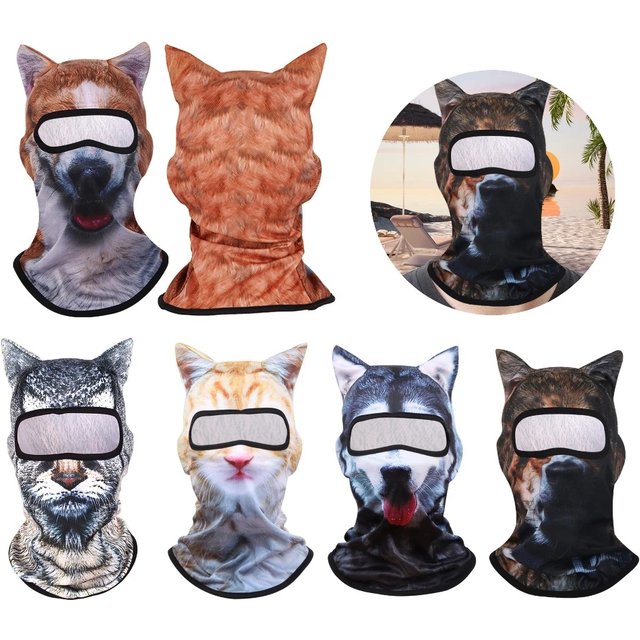 3D Animals Pattern Balaclava Outdoor Sunscreen Full Face Mask Hat Breathable Unisex Anti-UV Pullover Cap for Ski Hunting Cycling