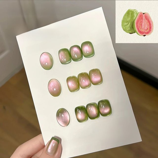 MIANEL 12ML Summer Hot Selling Guava Cat Eye Magnetic Gel Nail Polish 2026 Flash Green Nails Glass Beads Nail Polish 1-12pcs