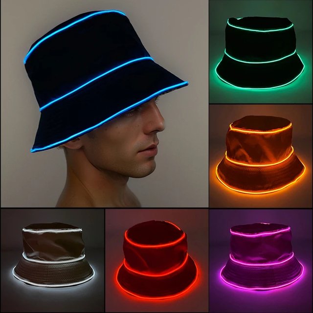 Fashion Cotton LED Light up Bucket Hats Unisex Solid Color Summer Sunscreen Hat Fisherman Cap for women Men Fisherman Hat