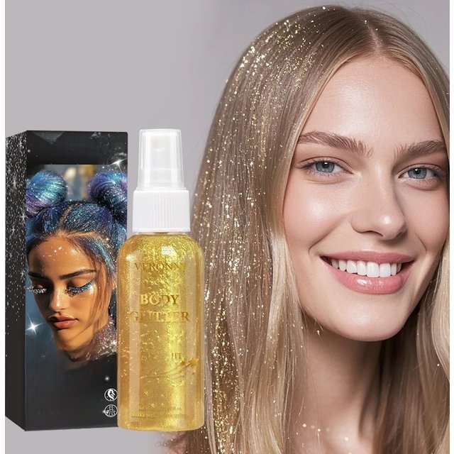 4 color Shiny Glitter Spray Cosmetics,Liquid Full Body Glow Body Highlighter,Waterproof Long Lasting Face,Body Hair Spray Makeup
