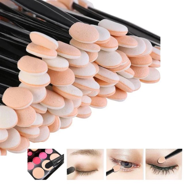 30/50/100pcs Disposable Eye Shadow Brushes Beauty Makeup Tool Reusable Dual Sided Sponge Stick Portable Applicator Accessories
