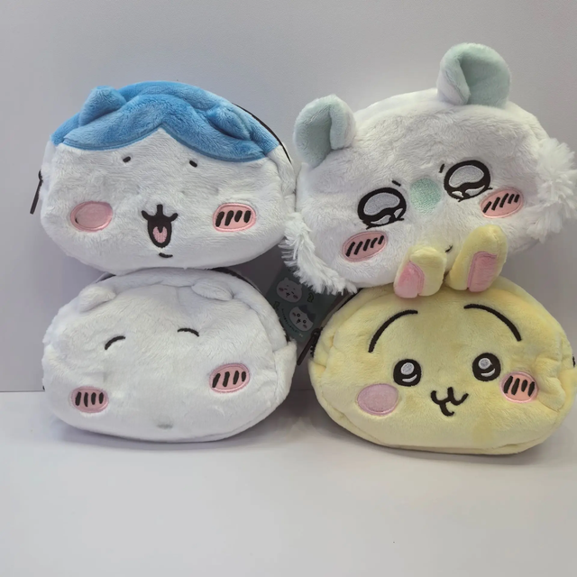 Cartoon Chiikawa Hachijii Momonga Super Soft Double-sided Plush Pen Bag Cute Large Capacity Cosmetics Storage Bag Cute Girl Gift