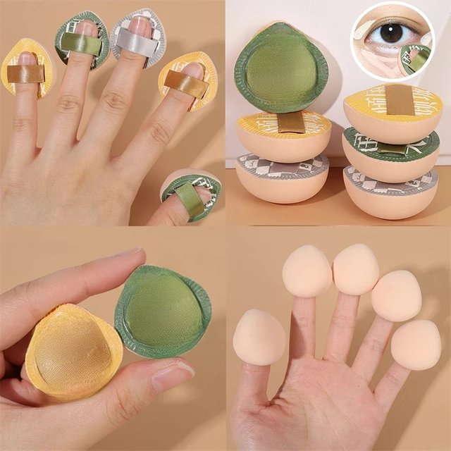 Finger Mini Puff Wet Dry Dual Use Cushion Puff 9pcs Concealer Foundation Detail Puffs Finger Puff Set Makeup Sponge Beauty Tools