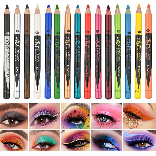 Stylo de maquillage pour les yeux, 15 couleurs, Eyeliner, noir, bleu, multicolore, métallique,