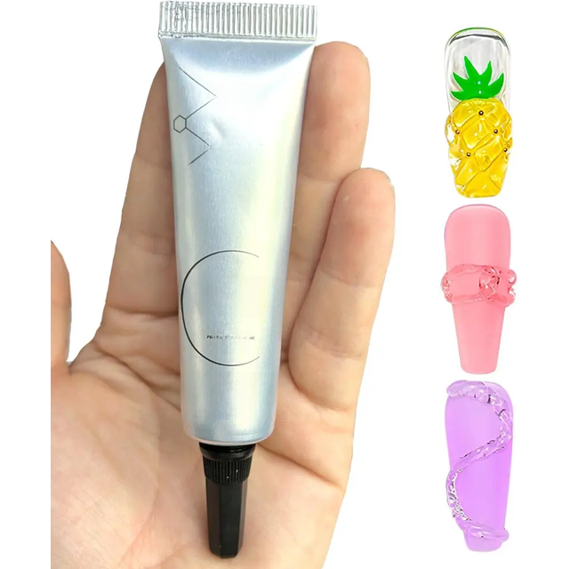 5g/19g 3D Nail Gel Sculpting Gel Nail Adhesive Rhinestone Glue Clear Nail Craving Sculpting Molding Gel Nail Polish 5 in1 Diamon