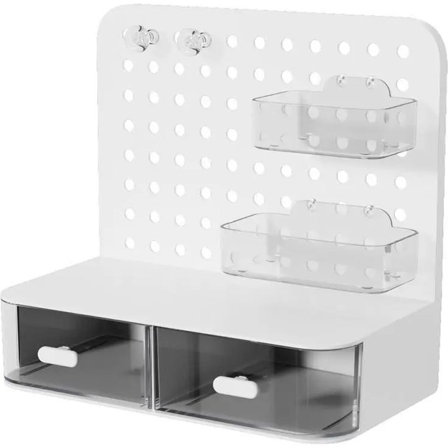 Desktop Perforated Board Storage Box With Drawer Stationery Organizer Sorting Rack Dormitory Office Pen Holder Cosmetics Storage