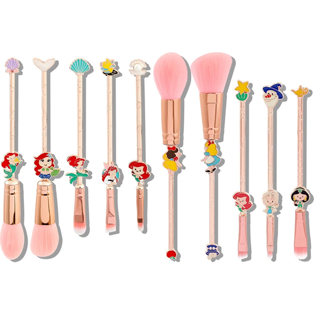 Disney Princess Makeup Brush Set Ariel Elsa Cartoon Anime Figures Blush Eye Shadow Loose Powder Lipstick Makeup Tools Suit Girls