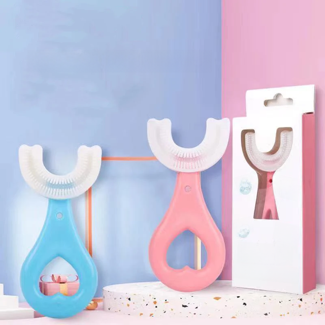 2pcs U Shaped Kids Toothbrush Baby Teeth Cleaning Brushing Instrument Children Oral Cleaning Toothbrush Brushing Tools