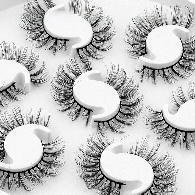 7/10 Pairs Faux Mink Strip Lashes 3D Mink Eyelashes Reusable Fluffy Makeup False Lashes Extension With Free Package Boxe