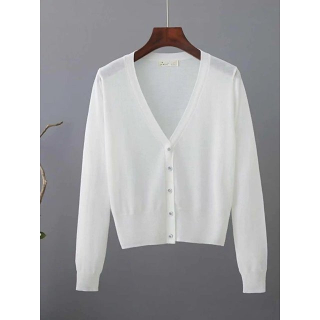 Women's Sunscreen Knitted Cardigan Spring/Summer New V-Neck Single Breasted Hollow Out Thin Coats Casual Versatile Knitwear Tops