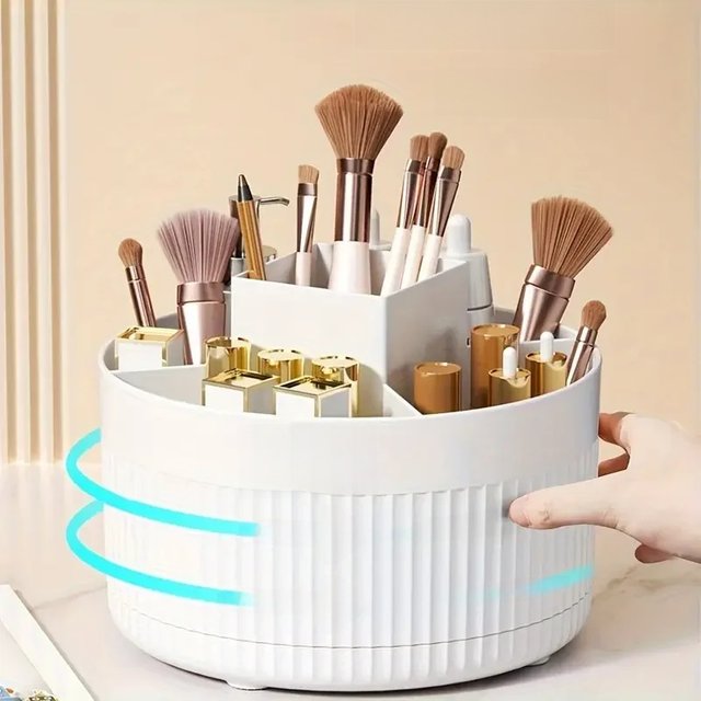 360 Rotating Makeup Desktop Cosmetic Storage Box Organizer Large Capacity For Bathroom Portable Lipstick Makeup Brush Pen Holder