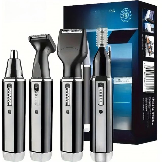 Kemei KM-6630 4 In 1 Nose Eyebrow Hair Beard Trimmer Rechargeable Electric Shaver Nose Ear Trimmer With Temple Cut for men