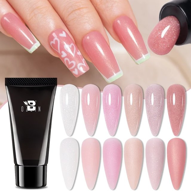 30g Quick Poly Glitter Extension Gel Nail Polish Nude Milk White Color Finger Prolong Acrylic Crystal Construction Hard Gel