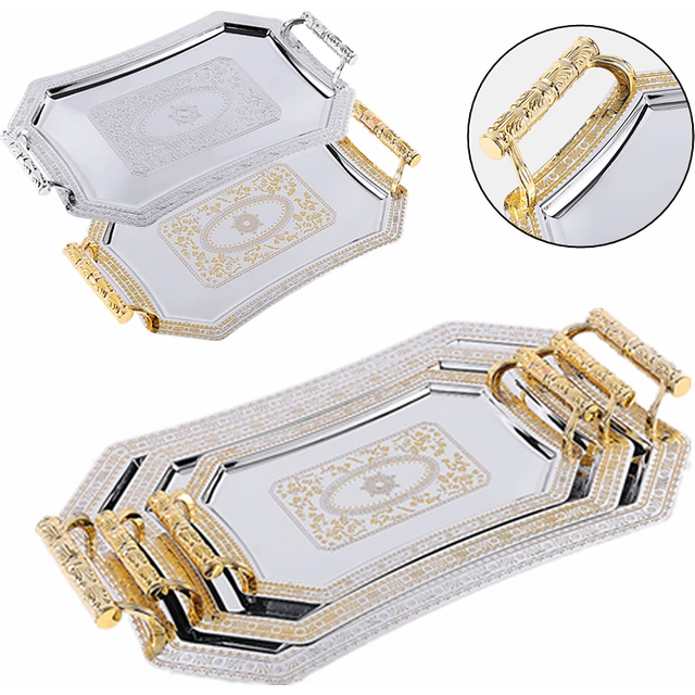 Nordic Stainless Steel Storage Tray, Jewelry, Cosmetic Display Plate, Hotel Restaurant Serving Dish, 1Pc