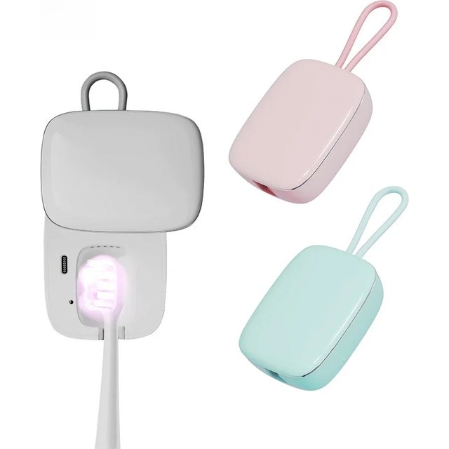 Smart Mini Toothbrush Sterilizer Box 400mAh UV Disinfection Drying Sanitizer Case USB Charging Earbuds Portable Travel Home Use