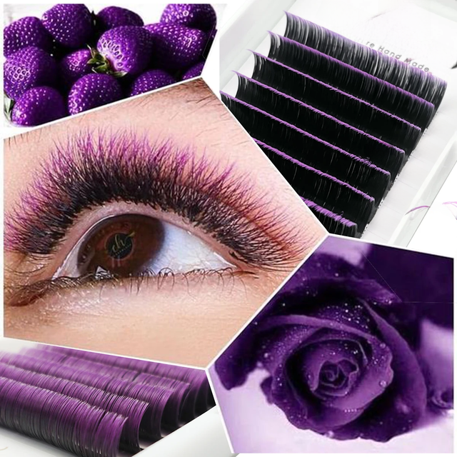 Gradient Purple Easy Fanning Eyelashes Extension Soft Auto-Flowering Makeup Ombre Blooming Lashes Volume Fast Pre-bonded Lash