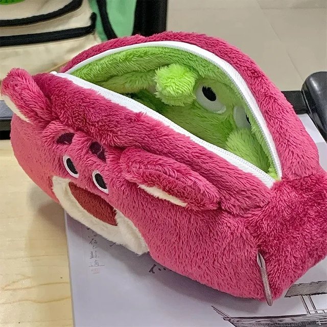 Anime Kawaii Lotso Pencil Case Students Cartoon Large Capacity Girls Cosmetic Bag Portable Stationery Storage Coin Purse Gifts