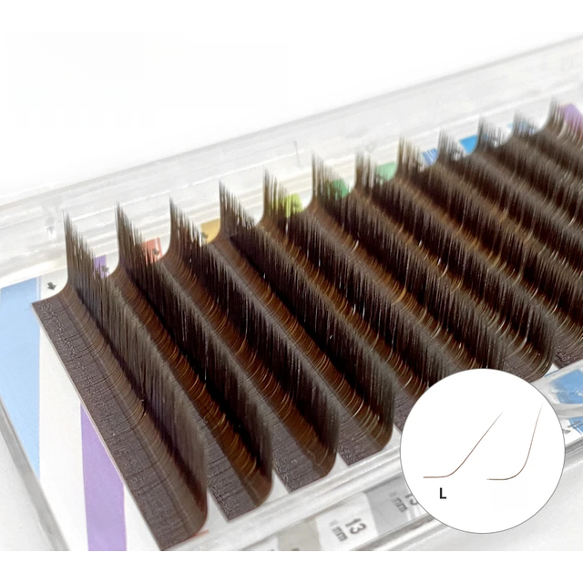 NATUHANA L/LU(M) Curl Auto Fans Colored Lashes Easy Fan Color Eyelash Extension L-Shaped Individual Mink Eyelashes Makeup
