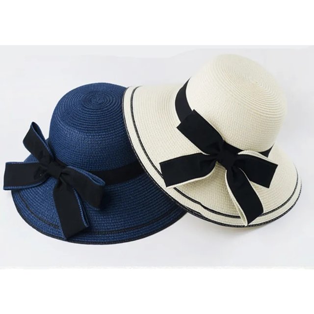 Straw Hat Spring Summer Bow Hat Sunscreen Shade Beach Foldable Sun Hat Women's Summer Hats