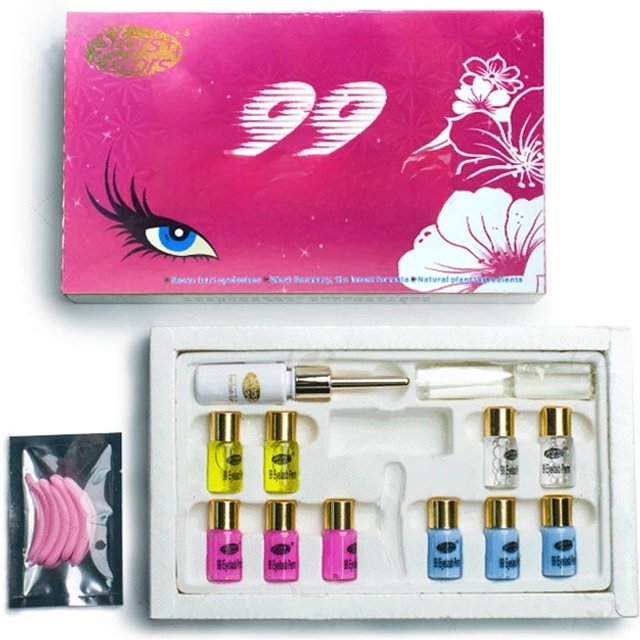 99 Lashes Perming Kit Longer Curling Eyelash Lift Perm Solution Cleanser Fixation Collagen Glue Growth Full Set