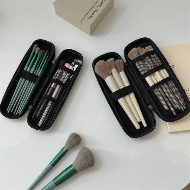 Black Cosmetic Storage Bags Waterproof Double Zipper Makeup Brushes Case Women Bag Portable Travel Brush Holder Pen case Box