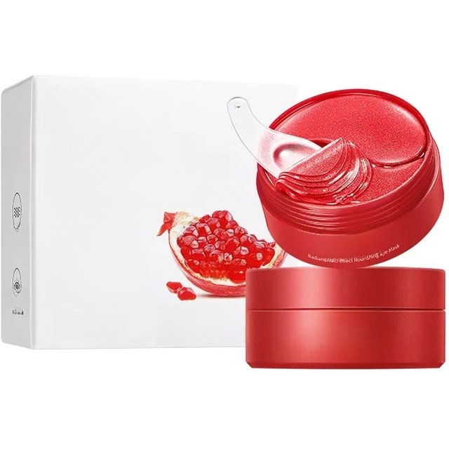 60pcs SADOER Red Pomegranate Collagen Eye Mask Firming Anti Dark Circles Remove Eyes Bag Moisturizing Eye Patches Eyes Skin Care