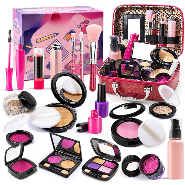 11/21pcs Fake Makeup Kit Toys Portable Washable With Storage Bag Child Simulated Play Makeup Toys For Children Birthday Gift