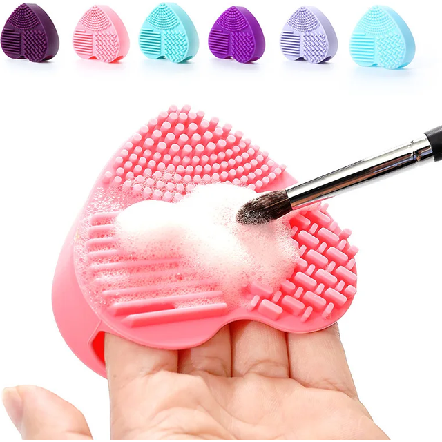 1pc Heart Shape Makeup Brush Cleaner Silicone Brush Washer Makeup Brush Cleaning Tool Brush Clean Bowl Brush Washing Tool