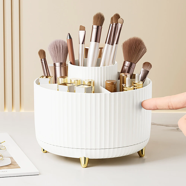 Makeup Desktop Storage Box 360 Rotating Cosmetic Organizer Large Capacity for Bathroom Portable Lipstick Makeup Brush Pen Holder