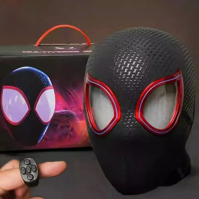 Marvel Mascara Miles Spiderman Headgear Cosplay Moving Eyes Electronic Mask Spider Man 1:1 Remote Control Toys for Adults Gift