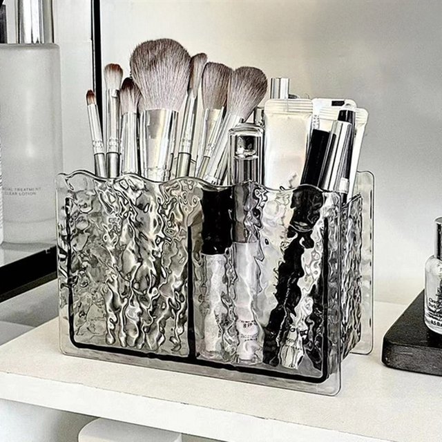 2 Holes Cosmetic Storage Box Makeup Brush Holder Organizer Lipstick Eyebrow Pencil Bathroom Storage Display Stand