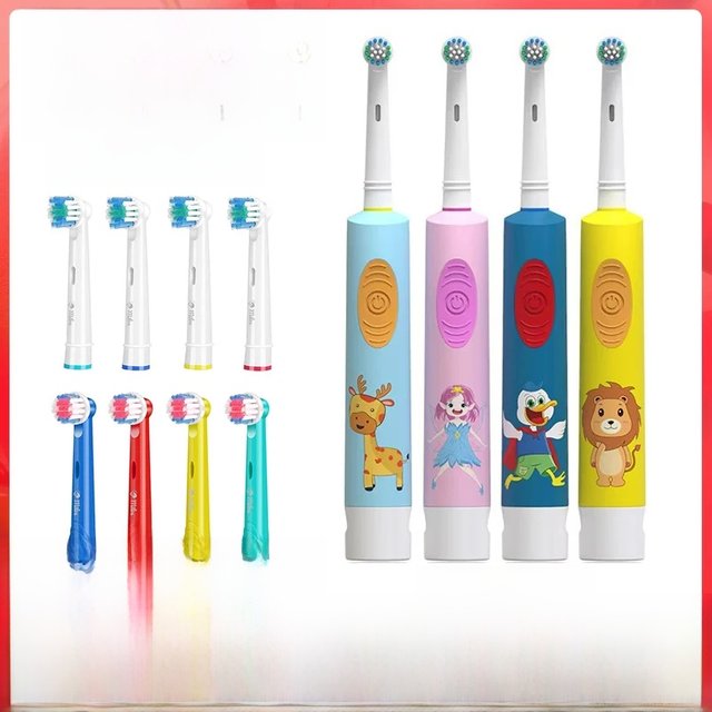 Kids Electric Toothbrush Soft Bristle Colorful Cartoon Rounded Vibrate Heads Teeth Brush Gum Care Battery Power 3-15 Years Old