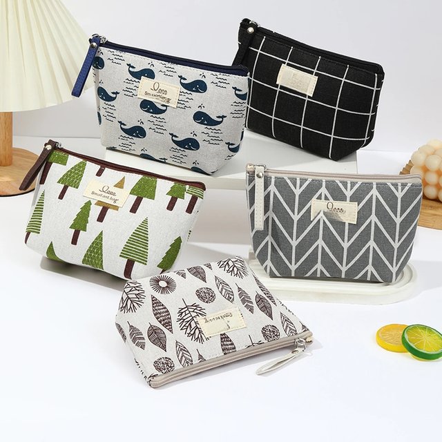 Japanese and Korean Canvas Makeup Bag Simple and Portable Travel Storage Toiletry Bag Multi Functional Student Pencil Case