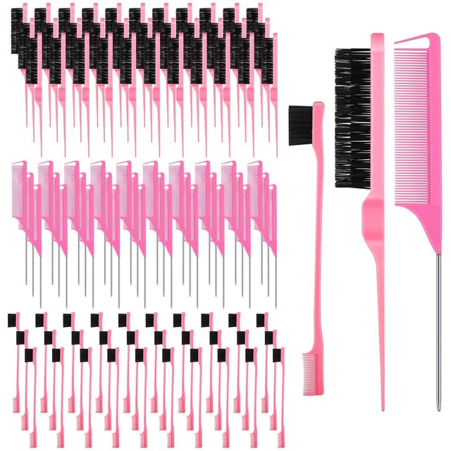 90Pieces Hair Styling Comb Set Including 30Pcs Teasing Hair Brush 30Pcs Sturdy Rat Tail Comb 30Pcs Edge Brush Bristle