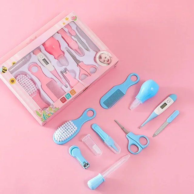Hair Health Care Thermometer Grooming Brush Clipper Teether Toothbrush Kit Baby Essentials 10PCS Baby Nail Trimmer Care Set Kid