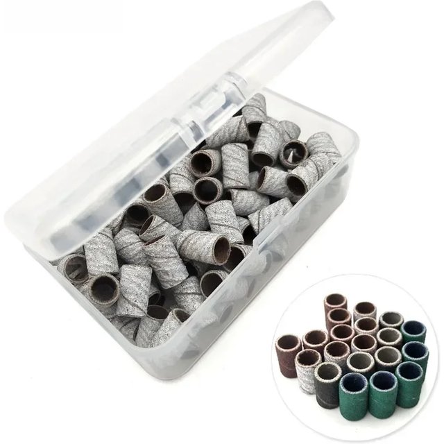 HYTOOS 100Pcs/Box Sanding Bands Without Mandrel Electric Nail Drill Accessories Nail Care Polishing Gel Polish Removal Tools