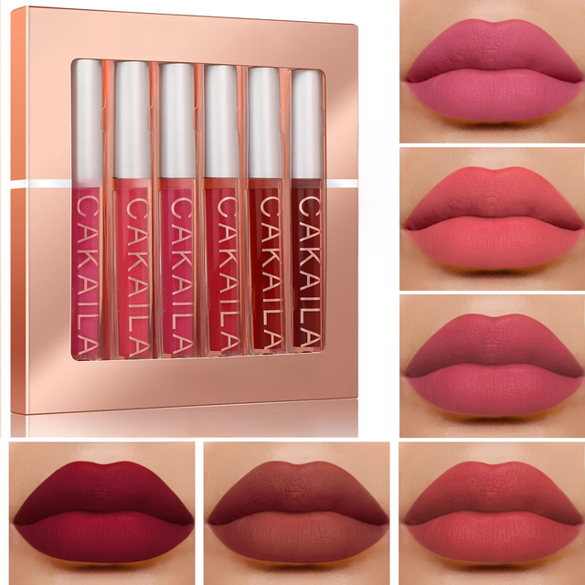 6 Pack Lip Gloss Set Matte And Long-Lasting Color Retention