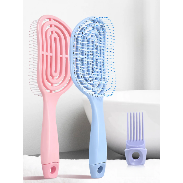 Relaxing Elastic Massage Comb Portable Hollow Hair Combs Scalp Massage Brush Salon Styling Tools Solid Color Oval Hair Brush