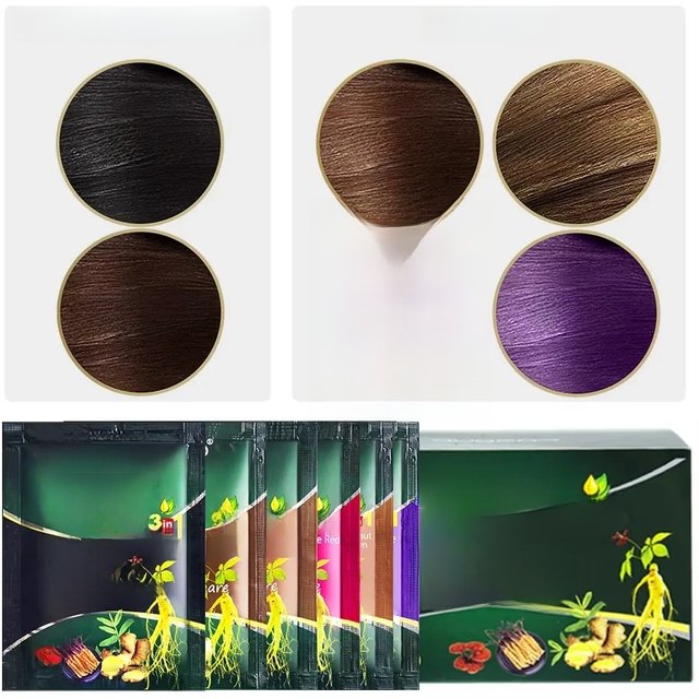 30ml X10 Herbal Natural Plant Hair Dye Shampoo Fast Grey Hair Dyed Black 6 Color Coffee Red Purple Salon & Home Hair Color