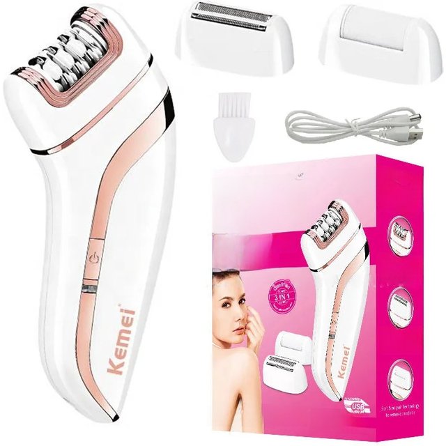 Kemei Women Epilator Electric Lady Hair Removal Facial,Body, Leg,Bikini,Legs,Arms,Armpit Hair Remover Underarms Rechargeable