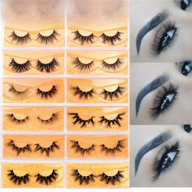 Visofree Makeup Eyelashes 3D Mink Lashes Fluffy Soft Wispy Volume Natural long Cross False Eyelashes Eye Lashes Reusable Eyelash