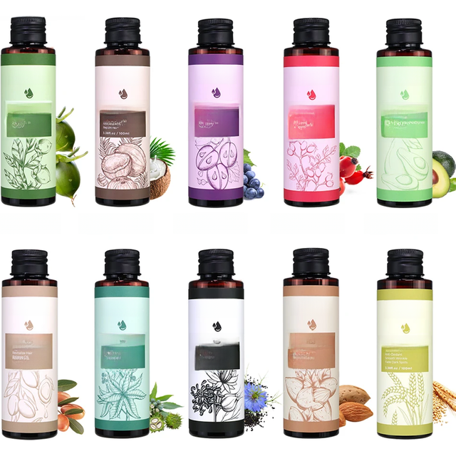 Pure Jojoba Oil Coconut Castor Hair Care Argan Sweet Almond Grape Rosehip Avocado Carrier Black Seed Wheat Germ Body Skin Care