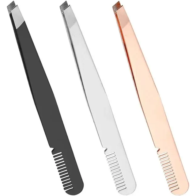 2pcs EyeBrow Clips Removal Makeup Tools Eyebrow Tweezer Colorful Hair Beauty Fine Hairs Puller Stainless Steel Slanted