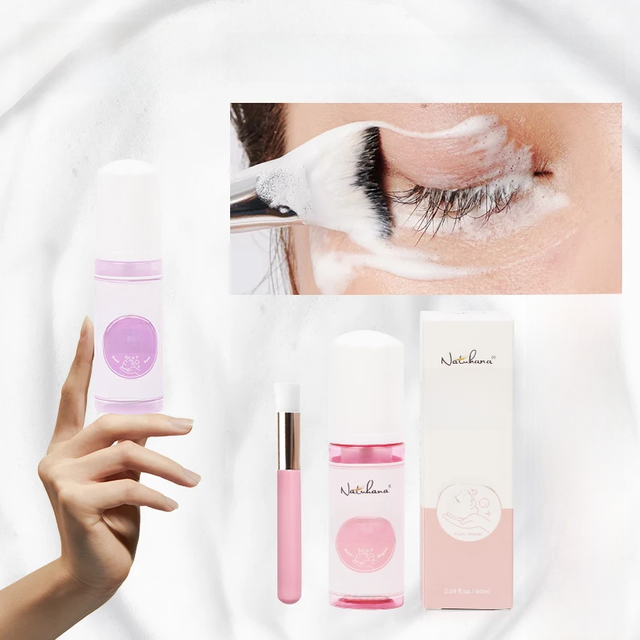 Natuhana 60ml Eyelash Extension Shampoo Mousse False Eyelashes Glue Accessories Lash Cleaning Foam No Stimulation Makeup Tools