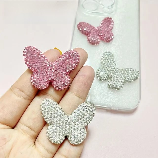 4pcs Luxury Bling Pink White Butterfly Bear Lip Money Bag Junk Phone Case Ipadcase Makeup Mirrow Decoration Charm Diy Crafts