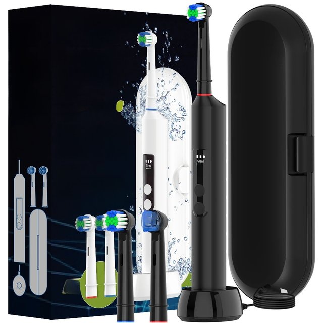 Smart Wireless Charging Electric Toothbrush, 4 Modes Rechargeable Electric Toothbrushes Fit for Oral B Electric Toothbrush Heads