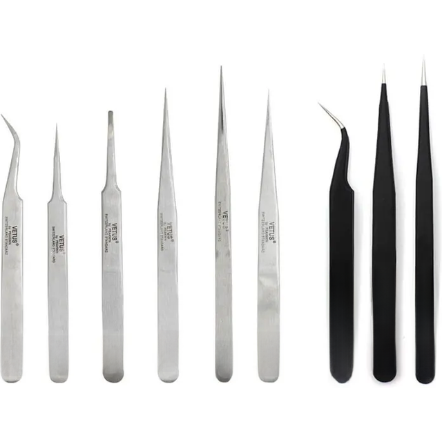 VETUS TS Stainless Steel Eyelashes Tweezers Anti-static Professional Volumn Eyelash Extension Eyebrow Makeup Tool