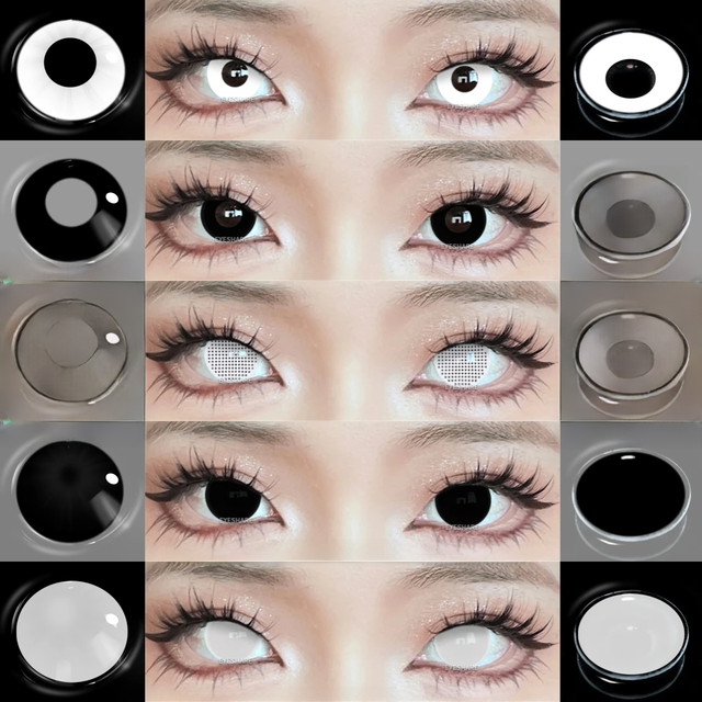 EYESHARE Cosplay White Colored Contact Lenses 2pcs Crazy Red Contact Lenses Anime Black Eye Lenses Halloween Beauty Makeup Lens